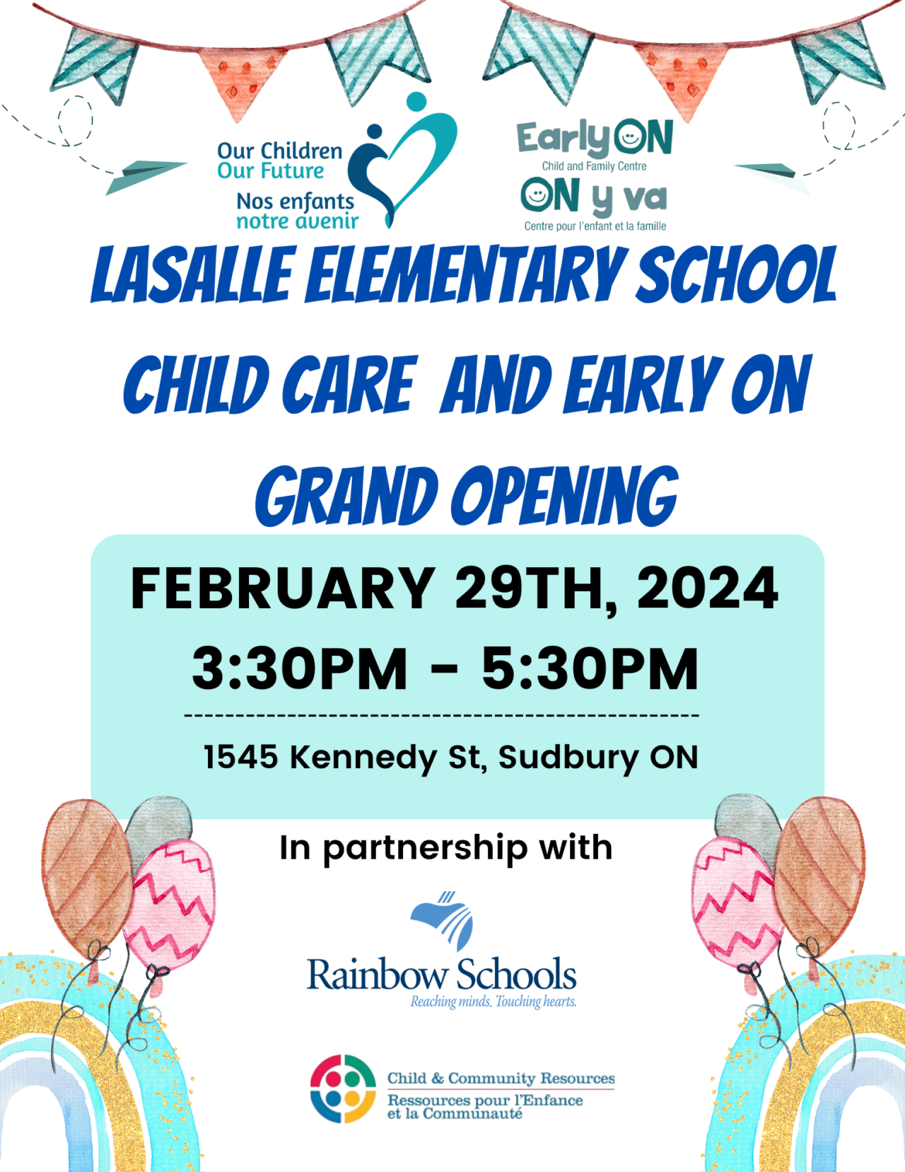 Lasalle Elementary School Child Care & EarlyON Grand Opening! Child